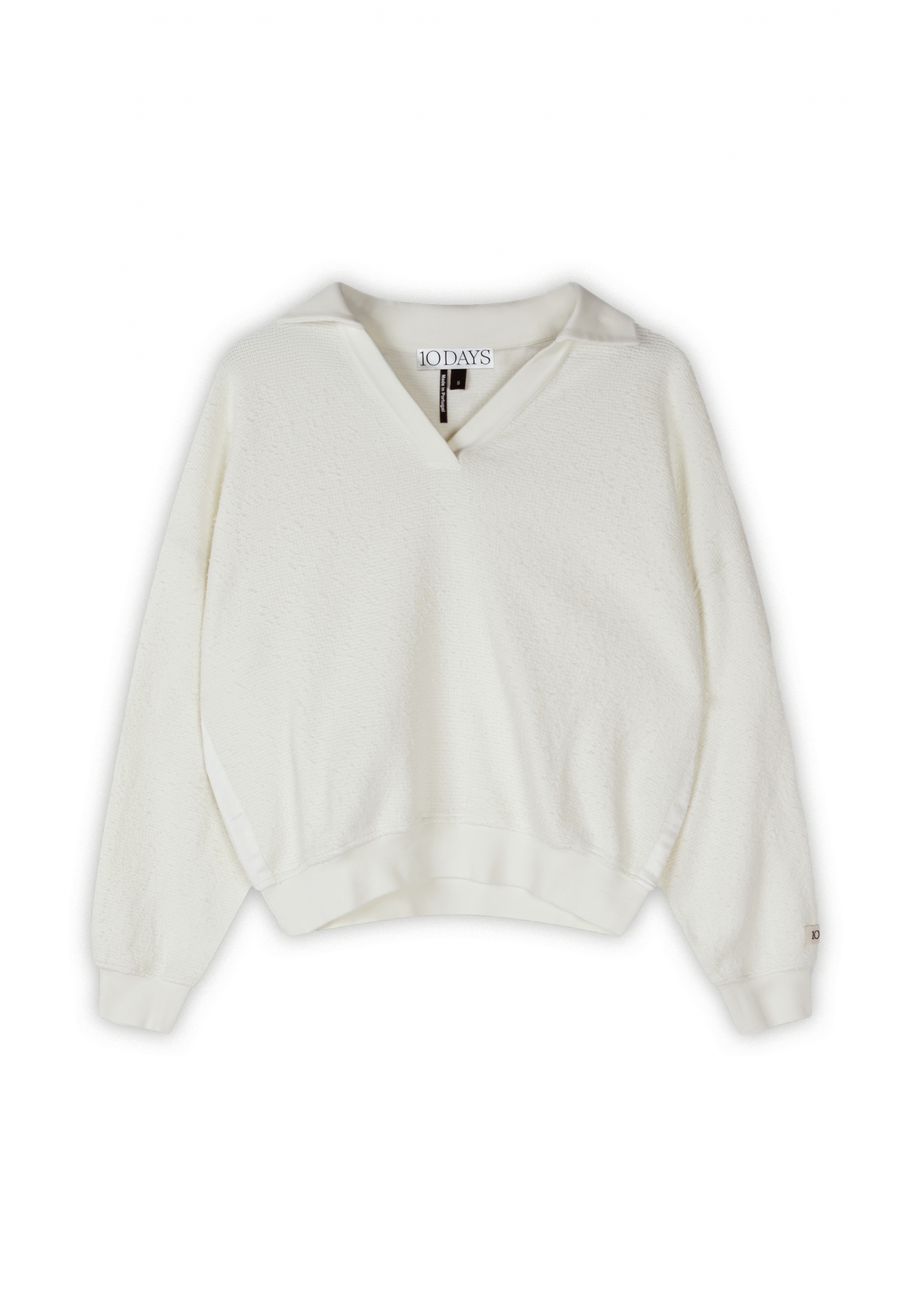 texture fleece polo sweater